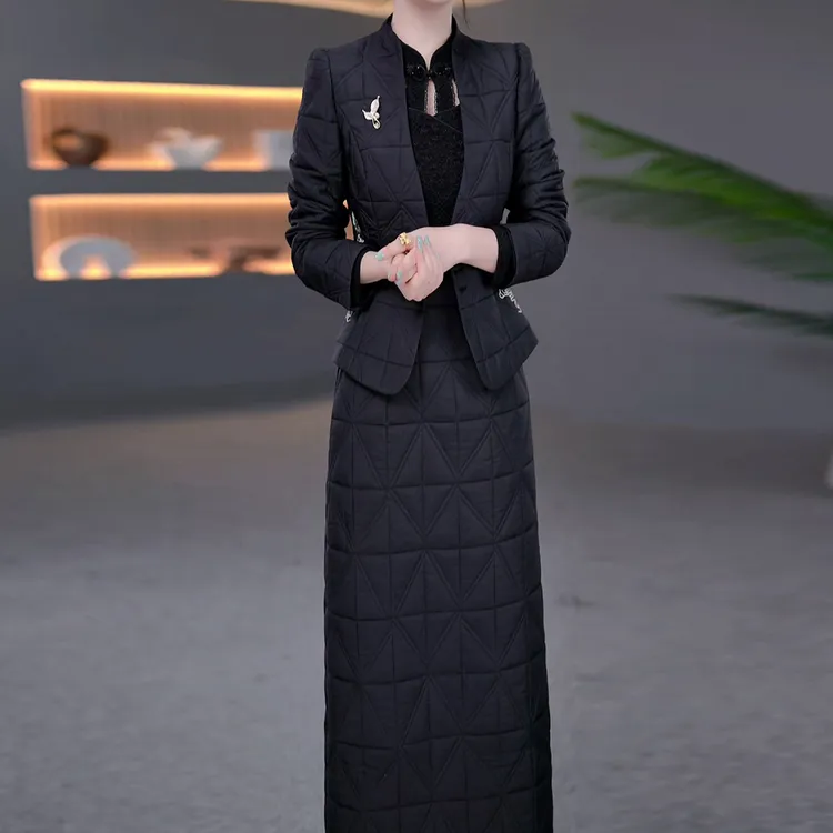 【外套+连衣裙】加棉加厚两件套2025秋冬新款时尚显瘦女装套装裙