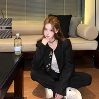XUAN璇璇【黑金香氛】法式小香风黑色秋款气质时尚上衣LWJ25C3C2768