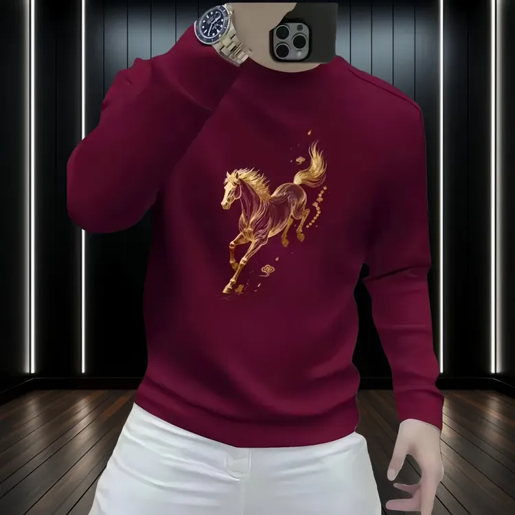 秋冬季个性潮流重磅圆领卫衣痞帅街头宽松休闲印花时尚男士卫衣