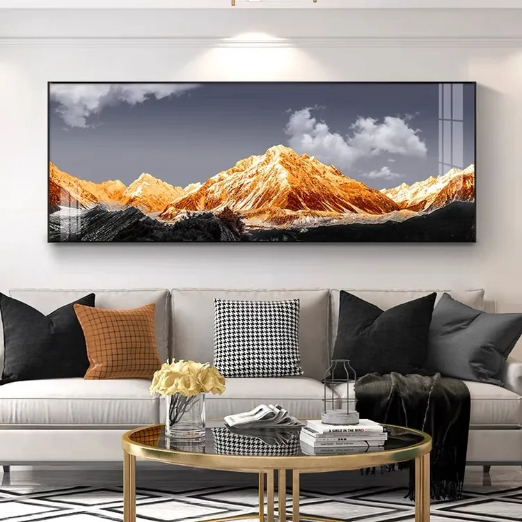 新款日照金山装饰画金山挂画用品客厅装饰家和万事兴客厅挂画背靠