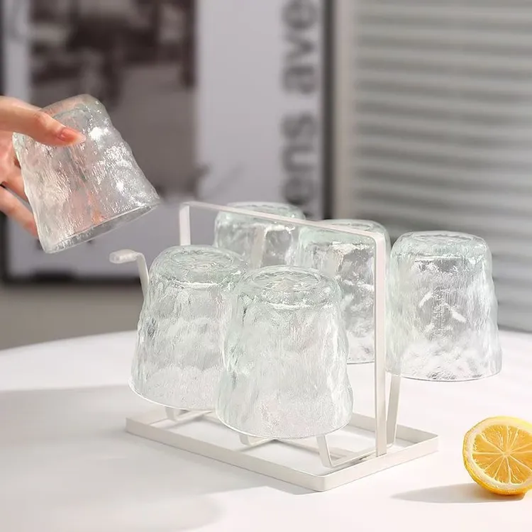 玻璃简约风耐热简约玻璃杯无色透明树纹喝水杯咖啡杯