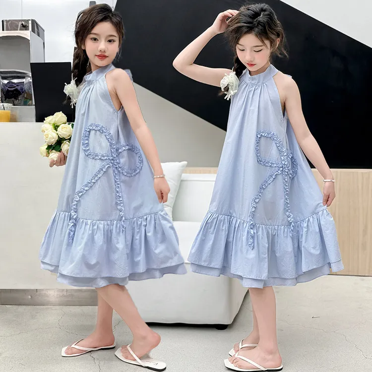 女童连衣裙夏款2025夏款儿童洋气裙子中大童韩版公主裙女孩无袖潮