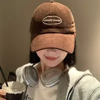 【灯芯绒棒球帽】韩国ins女字母刺绣学院百搭软顶鸭舌显脸小帽子