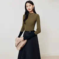 【王雪糕专属】firststation半高领撞色罗纹打底针织毛衣女9920A