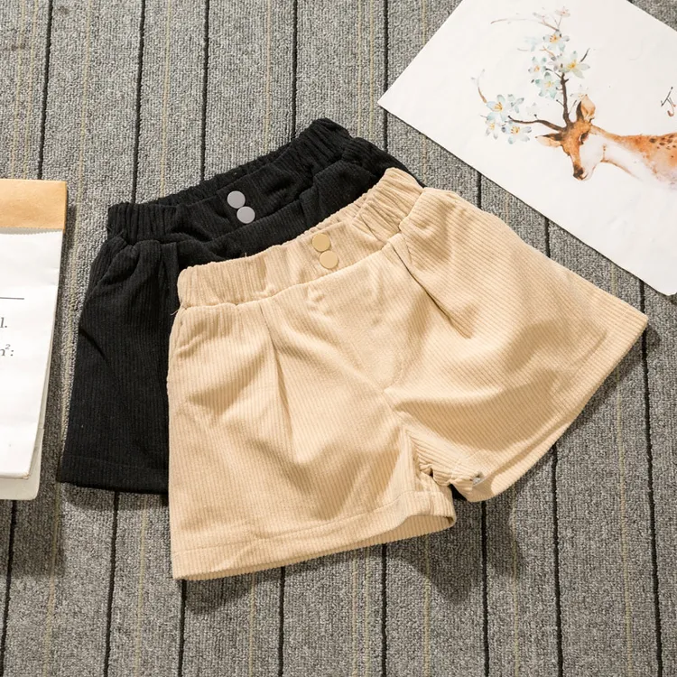 女童短裤2025春秋新款宽松儿童灯芯绒短裤子冬季外穿加绒女孩靴裤