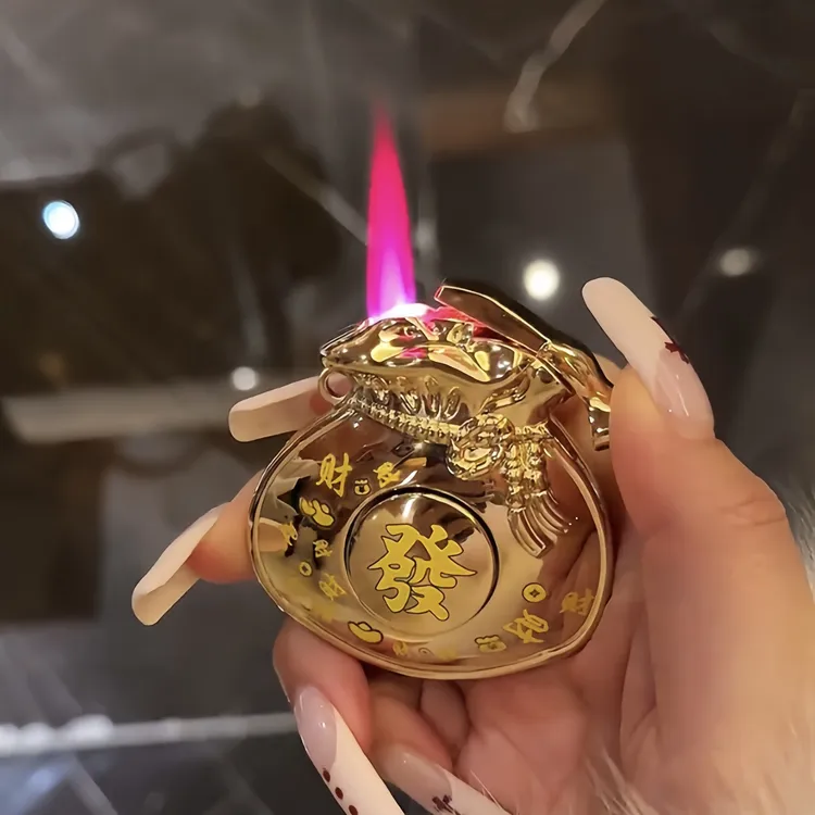 笑笑生/网红创意新年国潮钱袋子防风打火机个性高档时尚送礼佳品