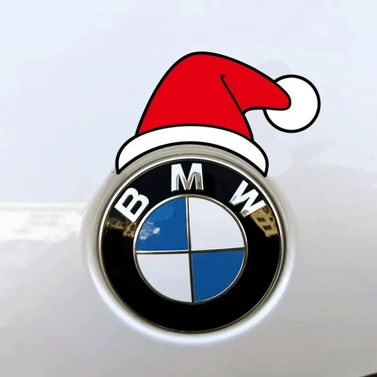 新款卡通圣诞帽宝马车标装饰贴个性创意diy家居厨房装饰贴汽车贴