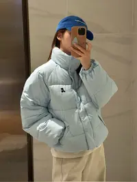 AFRESHM77【逗号】立领刺绣女冬季韩系短款加厚保暖外套Y0411