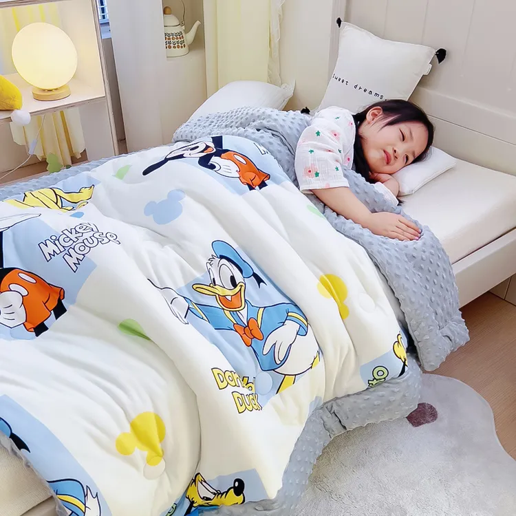 可爱卡通针织棉大豆被幼儿亲肤豆豆被春秋被冬被可机洗A类棉被子