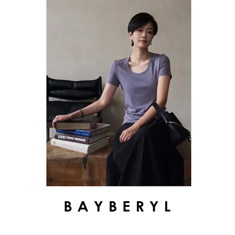BAYBERYL老贝糯米糍*修身混纱圆领百搭舒适短袖T恤NT5F0702-7/11