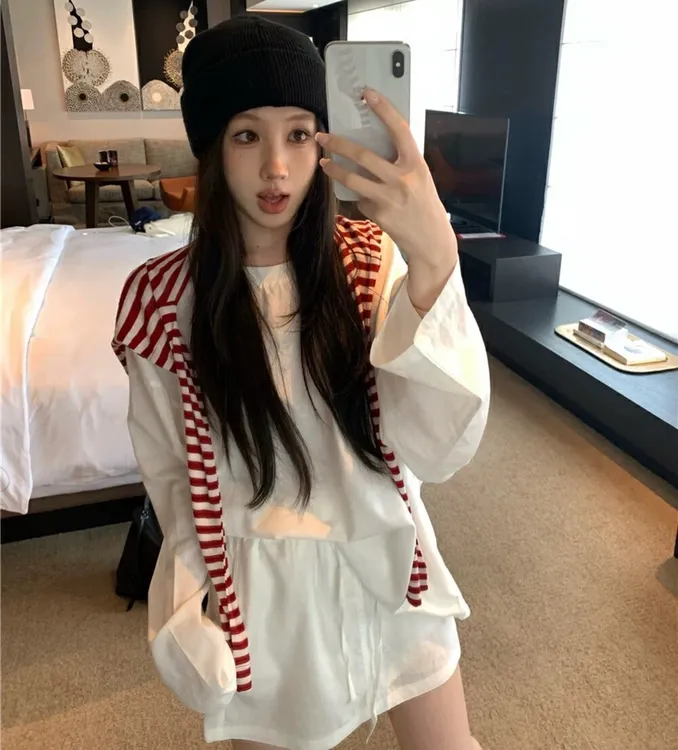 （Hanco 韩鸽）值翻了！透气防晒衫+半身裙+针织披肩三件套套装3165