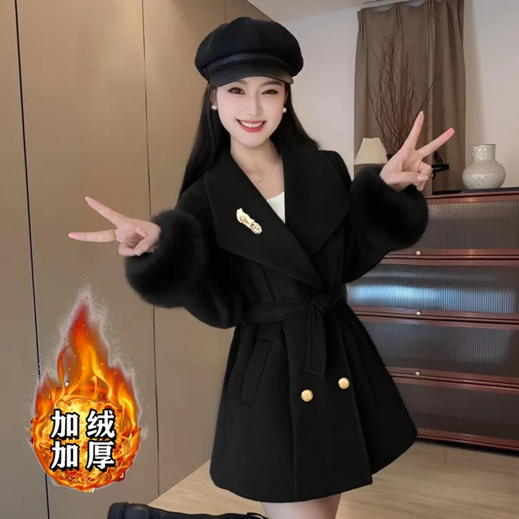 新款高端气质外套收腰入冬漂亮衣服大衣显瘦