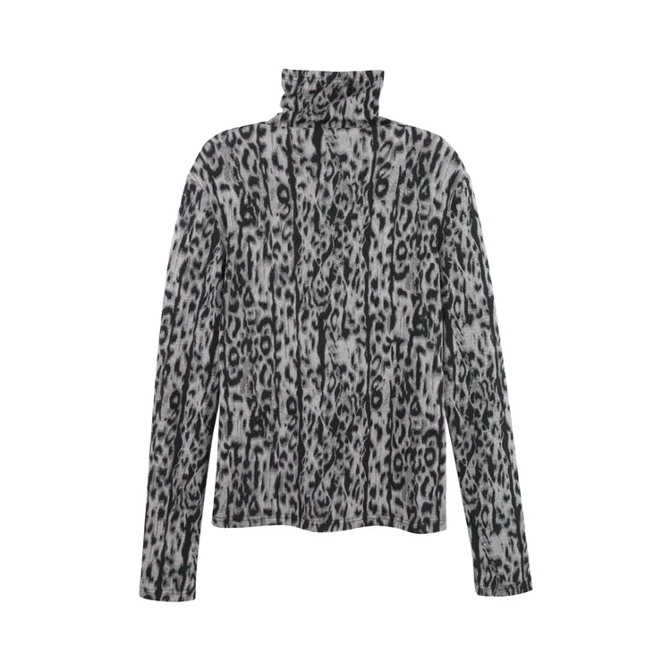 2025冬季新款女装御姐风时尚气质豹纹高领长袖上衣HBZW800115