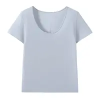 MN-【精致极简】养肤桑蚕丝羊毛莱赛尔U领卷边针织上衣 SZ2362