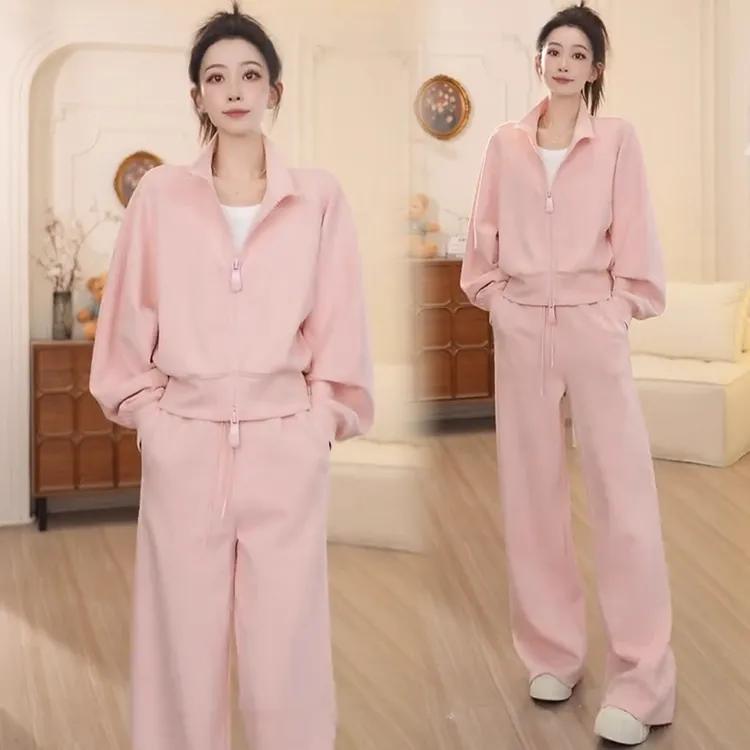 时尚休闲运动套装女2025秋季新款宽松显瘦开衫卫衣阔腿裤两件套潮