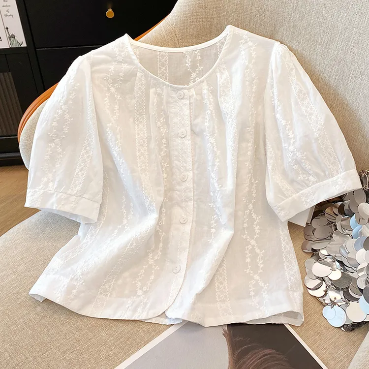 气质减龄白色短袖衬衫女夏季2025新款小个子洋气漂亮小衫百搭上衣