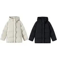 【橙庐】500865弹力连帽内抽绳羽绒服 95白鹅绒女士时尚休闲保暖