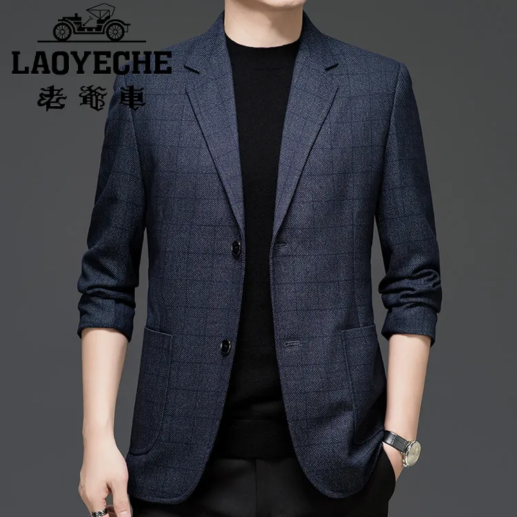 老爷车西服男装2025年秋季四季条纹小西服高档商务上衣韩版休闲中