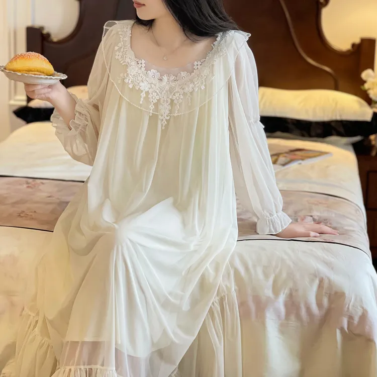 BIEN仙女睡裙女春秋2025新款甜美带胸垫公主宫廷家居服可外穿法式