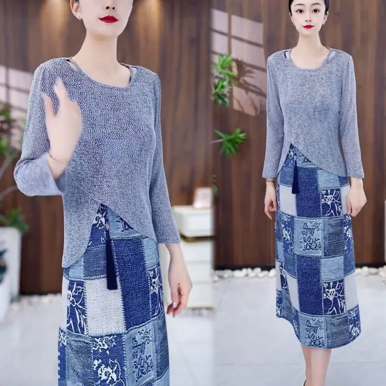 高档花萝缎套装礼服裙子2025春秋新款阔太太气质外套连衣裙两件套