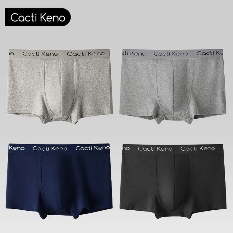 男士内裤透气大码棉平角裤中腰四角裤男生青年运动短裤CactiKeno
