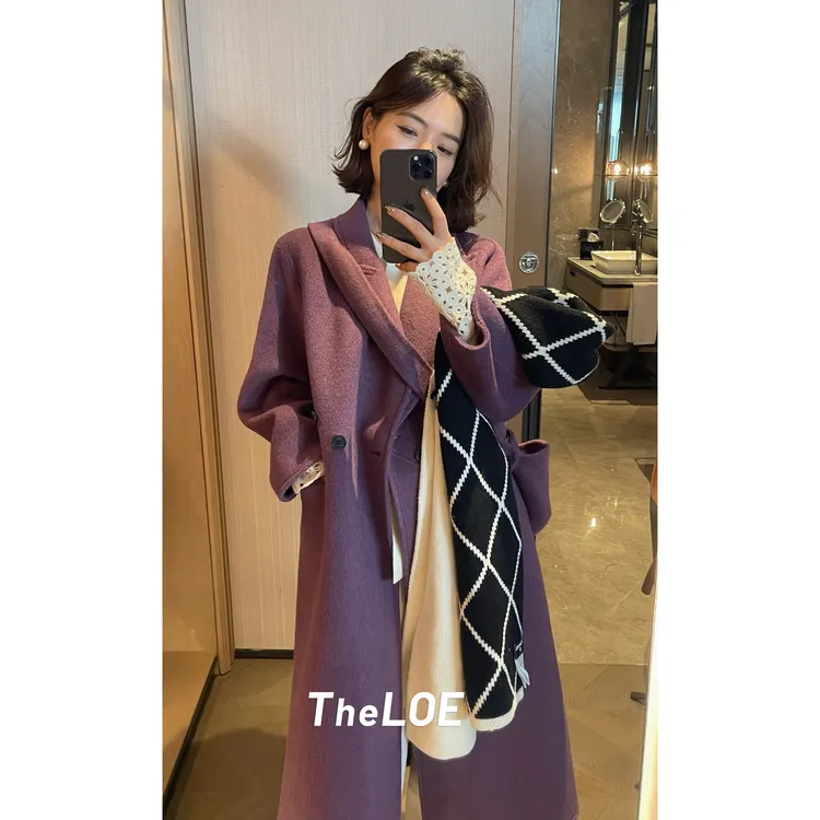 TheLOE/1194g羊绒羊毛百搭简约时尚减龄羊绒大衣#LE-2987