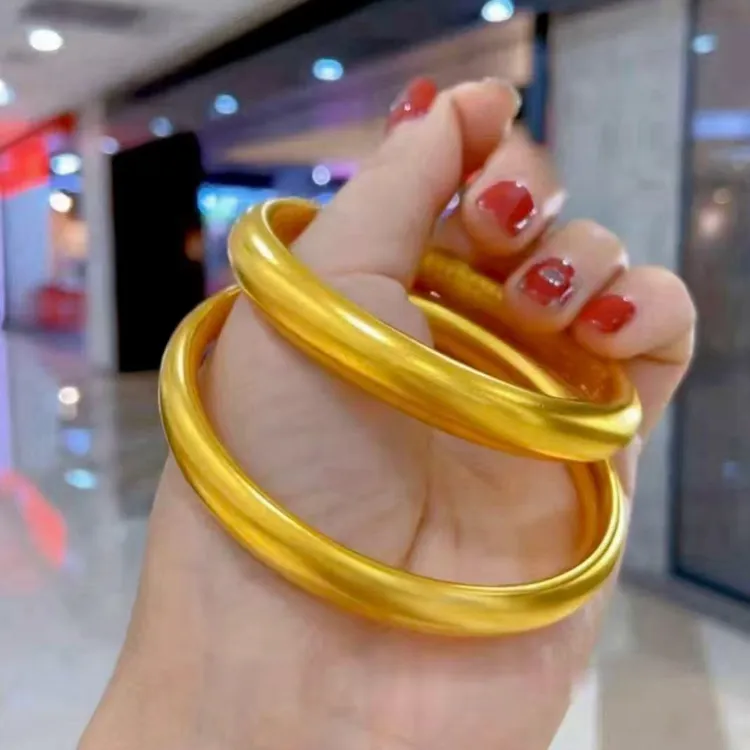 合金手镯 手镯  K黄百福亮面泥鳅背