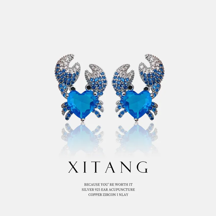  XITANG 925银针【蟹蟹】经典可爱百搭耳钉耳环耳坠8321