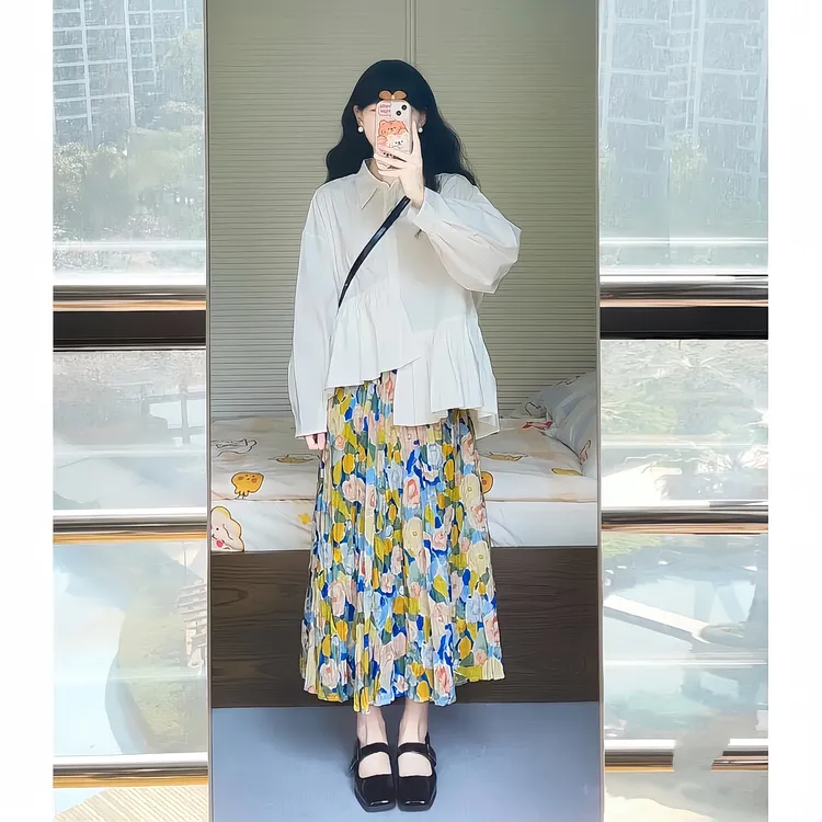 大码女装可盐可甜法式高级感轻熟风御姐气质衬衫半身裙秋冬套装