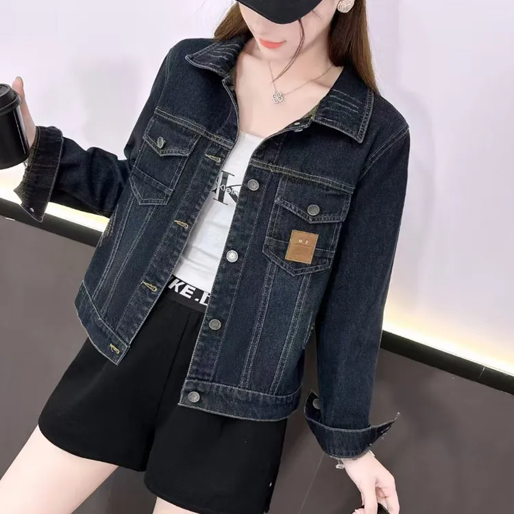 高含棉时尚牛仔短外套女2025春秋季新款复古洋气休闲百搭夹克上衣