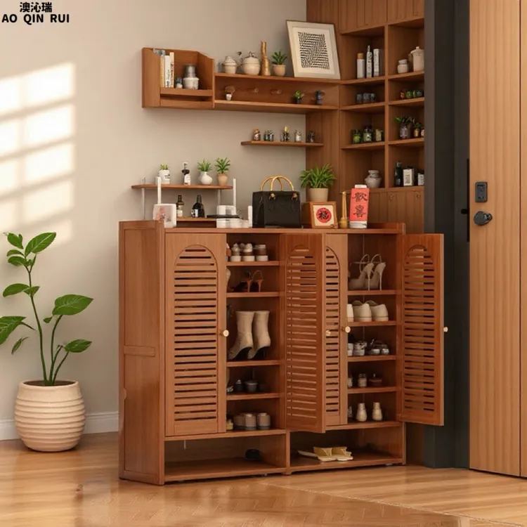 奥沁瑞鞋架家用门口多层室内一体靠墙入户门收纳神器玄关楠竹鞋柜