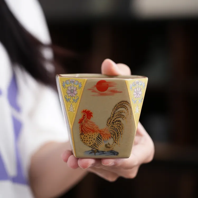 圣凌金鸡破晓主人杯单杯汝窑茶杯陶瓷茶盏个人专用品茗杯开片可养