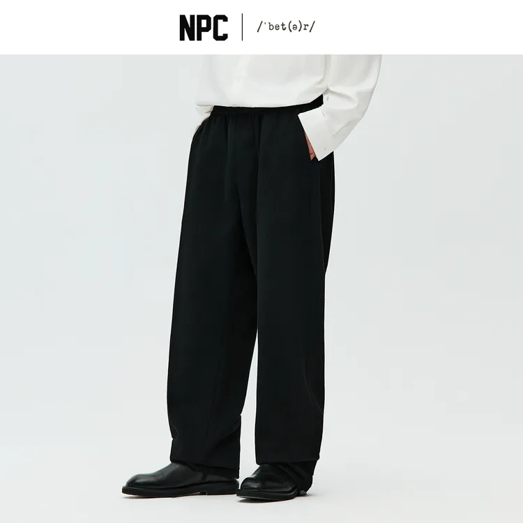 NPC潮牌100%绵羊毛直筒长裤显瘦简约男冬季毛呢长裤上新NP59TR06