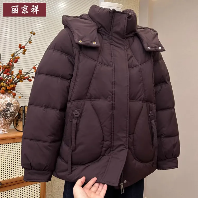 时尚妈妈装连帽保暖棉服冬季新款洋气好看加厚棉衣中老年棉袄
