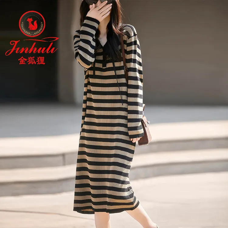 金狐狸女装四季流行挂脖荡领100%兔毛面料潮流连衣裙