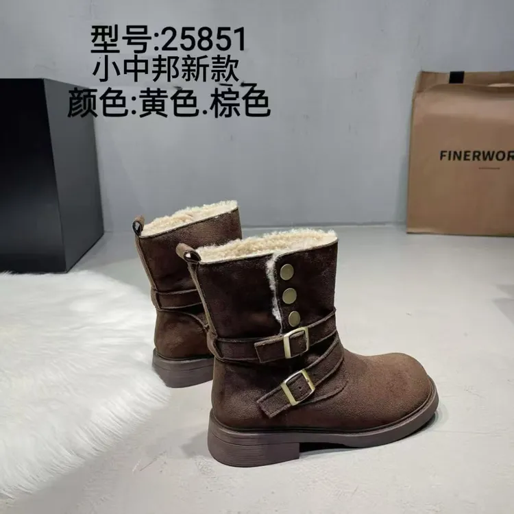 时尚百搭厚底加绒冬季女款马丁靴保暖短靴25851