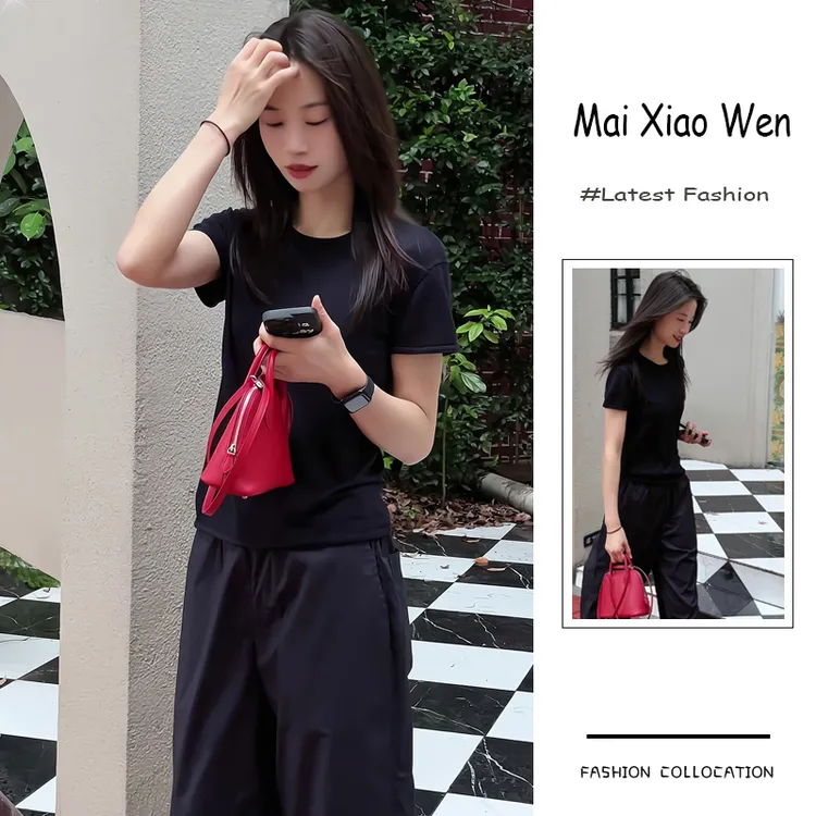 夏季流行穿搭一整套女新款2025年通勤风显瘦百搭上衣阔腿裤两件套