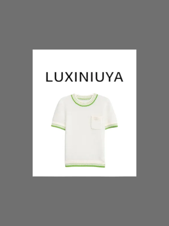 【LUXINIUYA】拉达新款羊驼纱混纺两色极简高级感半袖毛衫#QDS252