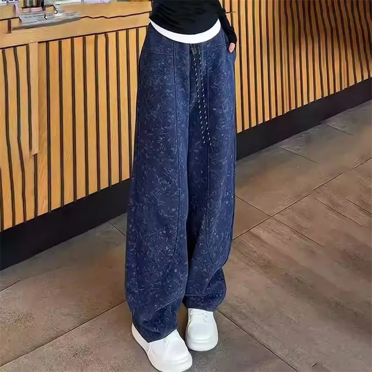 梨型身材扎染香蕉宽松卫裤女春秋薄款韩版时尚百搭显瘦阔腿弯刀裤