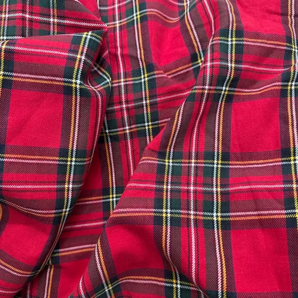 纯棉苏格兰格子布料夏季红格子面料DIY布头门幅1.45米