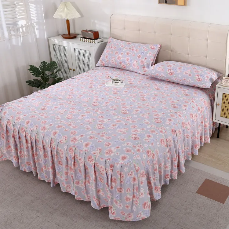 A类床裙100木棉加厚四季款床单防尘床笠保护套防滑罩三件套单件