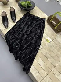 【南枝】设计师款中高腰丝绒半身裙气质半裙个性时尚百搭直筒裙