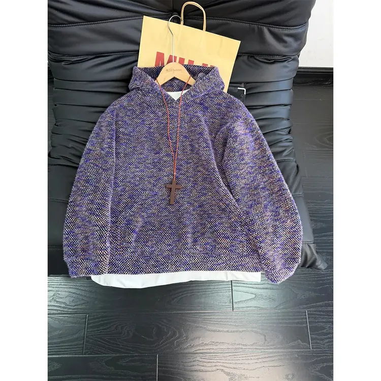 美式复古莫奈紫卫衣男款秋冬季情侣装美式复古cleanfit高级感外套