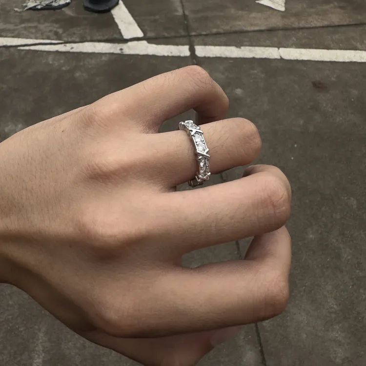 铜合金锆石戒指   小众轻奢高级感戒指“X X”福利款个性复古可调节