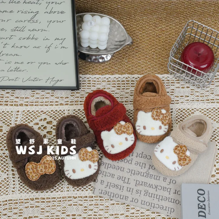 望舒家『小发喵』韩版女童外穿加绒毛毛鞋秋冬季防滑软底棉鞋88