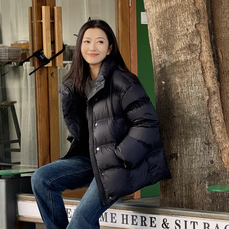 三星白鸭绒高充绒量泡芙短款羽绒服女2025新款冬加厚保暖棉袄棉服