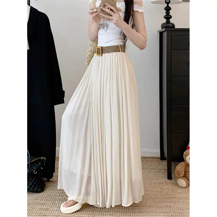 A字松紧腰头法式宽松遮肉飘逸半身裙