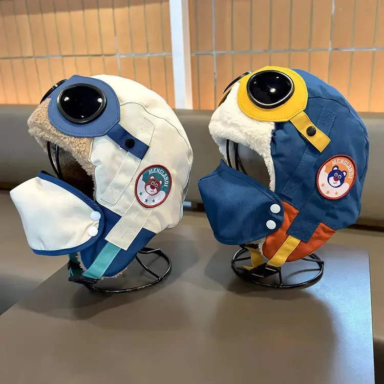 儿童帽子男孩洋气飞行员雷锋帽中大童秋冬护耳帽女童包头帽潮A258