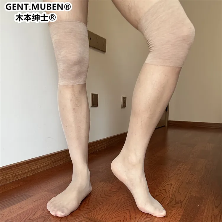 G00过膝袜男士脚尖透明超薄商务日系锦纶纯色正装高罗口大腿丝袜