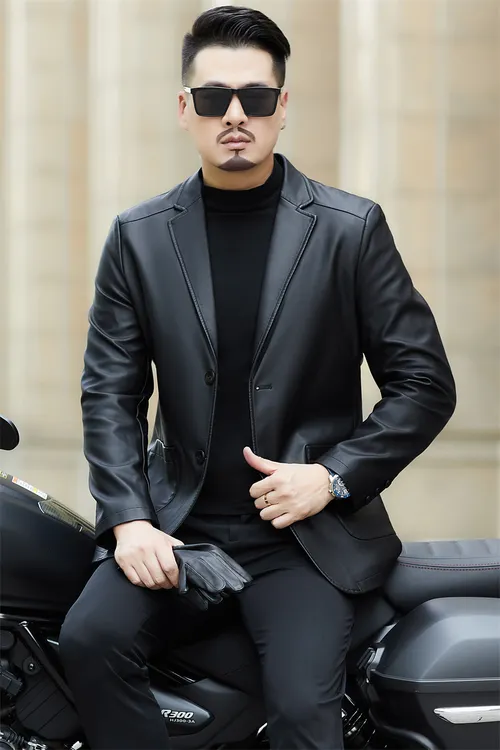【海宁】男士新款真皮西服休闲百搭商务高档帅气春秋外套